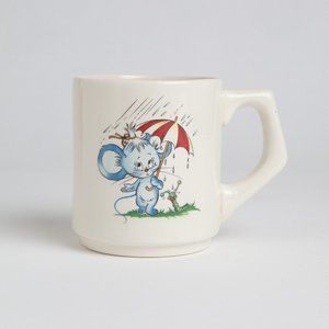 Vintage Mouse With Umbrella Ceramic Mug Coffee Cup Cute Cartoon Mouse